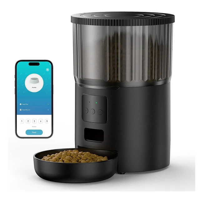 Comedero Gato Automático WiFi 4L - Alimentación Automática - Comida Fresca - Negro