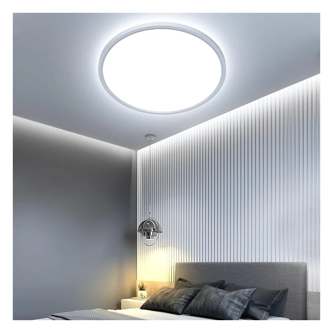 Plafonnier LED rond 24W, éclairage de plafond 6500K 2400lm, lumière moderne pour salon chambre cuisine salle de bain
