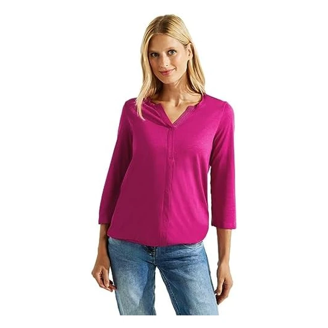 CECIL Damen B320327 T-Shirt 34 Arm Cool Pink XXL - Rundhalsausschnitt Gummibun