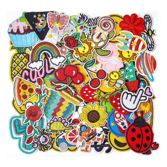 Anpro 65 pièces patch thermocollant pour vêtements, chapeaux, jeans, t-shirt, sac à dos DIY