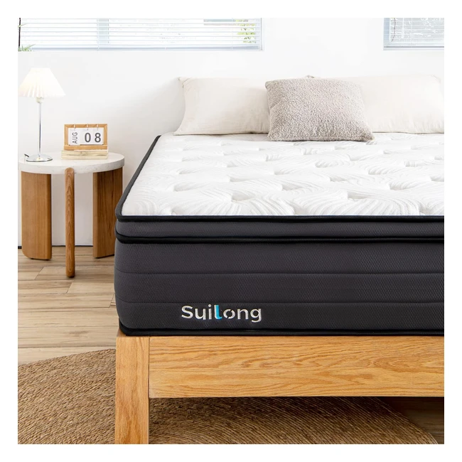 Suilong Super King Mattress 180x200x32 cm - Cool Feel Gel Memory Foam Hybrid Mattress - 7 Zone Individually Wrapped Spring - Firm Orthopaedic Mattress