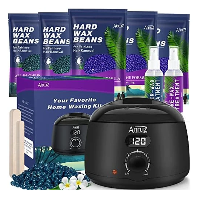 Kit Depilación Profesional Anruz - Olla Cera Digital + Cuentas Cera 500g + 20 Palos Aplicadores