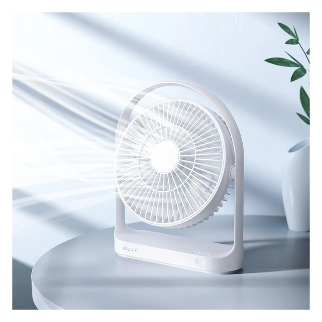 Ventilatore da Tavolo Jisulife 4000mAh USB Ricaricabile - 515 Ore di Lavoro - De