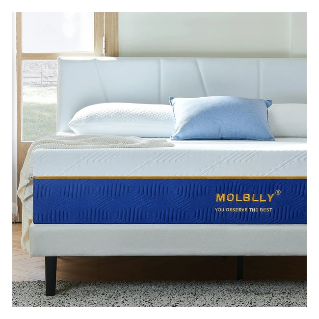 Matelas Molblly 90x190x16 cm - Durable et respirant - Fermeté moyenne - Mémoire de forme - Hypoallergénique