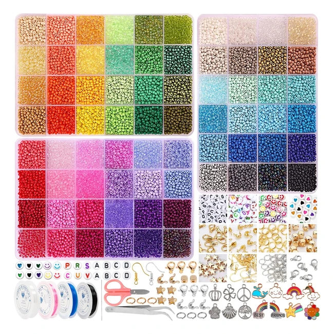 72 Colors Glass Seed Beads for Bracelet Making Kit - Alinmo 43200pcs