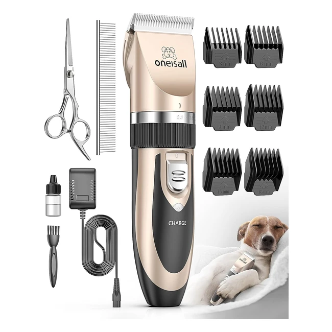 Oneisall Dog Clippers Low Noise Cordless Grooming Kit | Sharp & Durable Blades