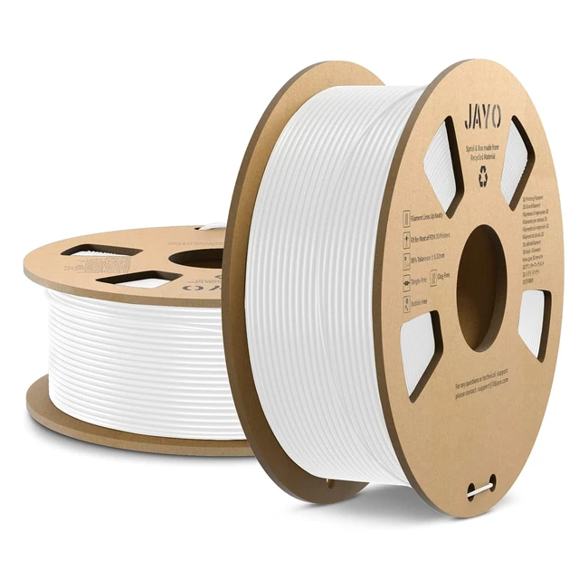 Filament PETG 175mm Jayo pour imprimante 3D - Précision dimensionnelle 0.02mm - Bobine de 11kg - Pack de 2 - Blanc