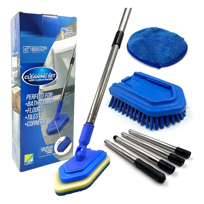 Bathroom Tile Cleaner - Long Handled Scrubbing Brush with Replaceable Bristles - Sturdy and Efficient