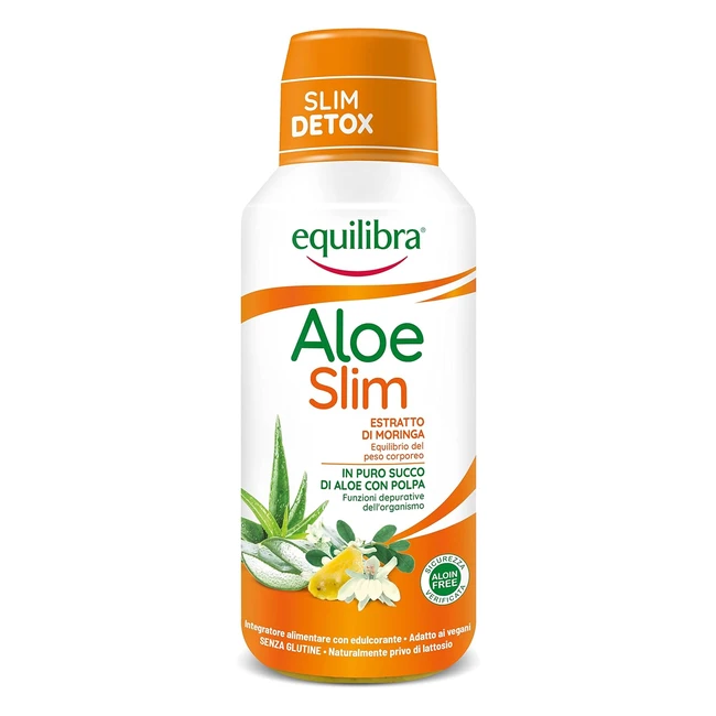 Equilibra Integratori Alimentari Aloe Vera Slim - Integratore a Base di Aloe Vera ed Estratto di Semi di Moringa per l'Equilibrio del Peso Corporeo - Bottiglia 500ml