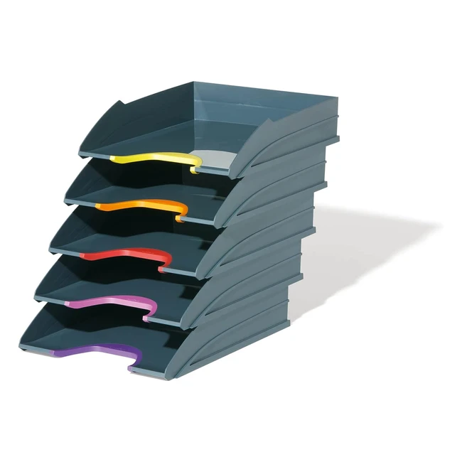 Durable Varicolor Letter Tray Set - Stackable, Color Coded, Ideal for Documents