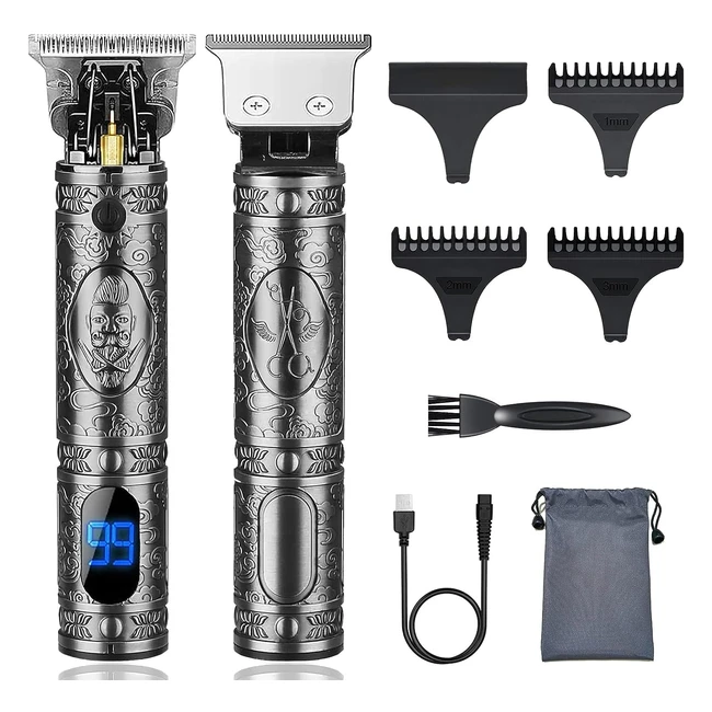 Tondeuse Cheveux Hommes Tierney - Lame en Têtechargeable Sans Fil avec Affichage LED - 3 Peignes de Guidage - Gris