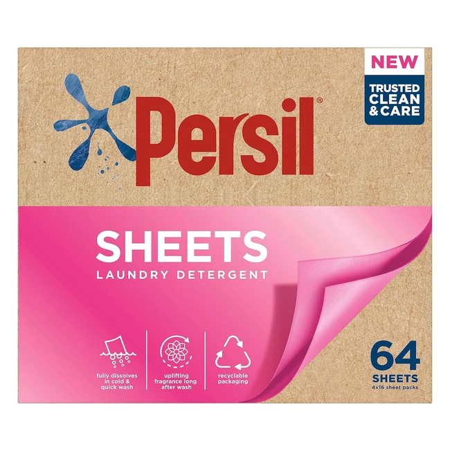 Persil Laundry Detergent Sheets - Uplifting Fragrance Clean  Care - 64 Sheets