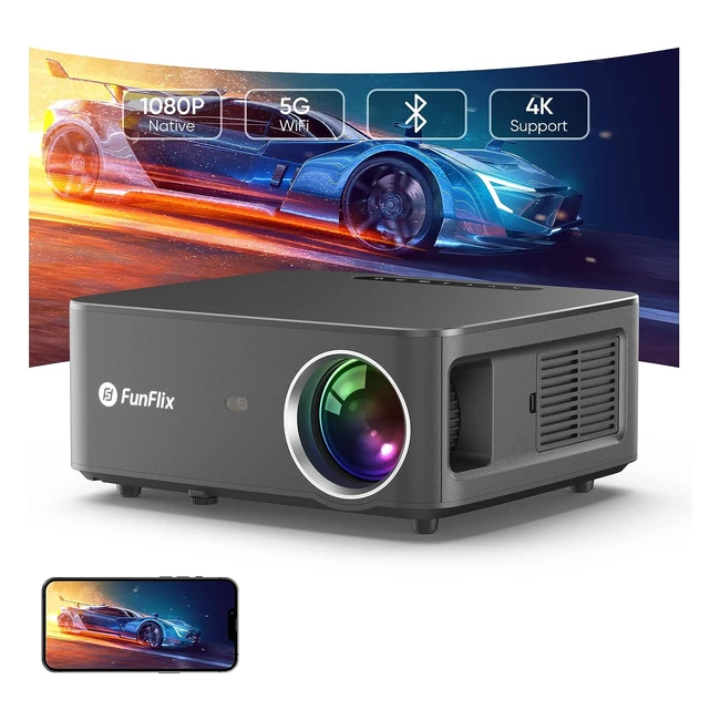 Projecteur Funflix Full HD 5G WiFi Bluetooth - Projecteur 1080p 4K - 15000 Lumens