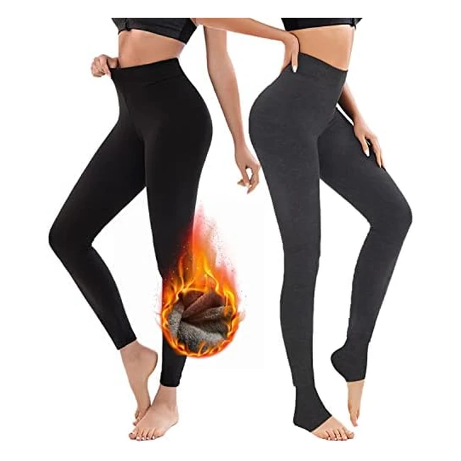 Towingo 2 Pezzi Leggings Invernali Termici per Donna - Leggings Caldi Spessi Fod