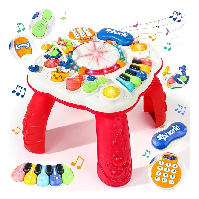 Mesa Actividades Bebé 6 en 1 - Juguetes Educativos Niños - Instrumentos Musicales - Luz y Música - Regalos Niñas Niños