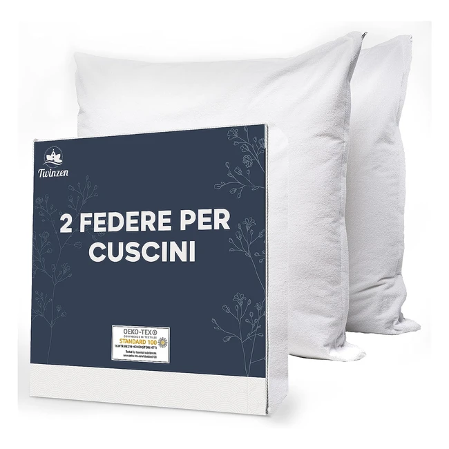 Coppia Federe Cuscini 40x80 Impermeabili - Set 2 Copricuscini Letto Matrimoniale - Tecnologia Twinzen