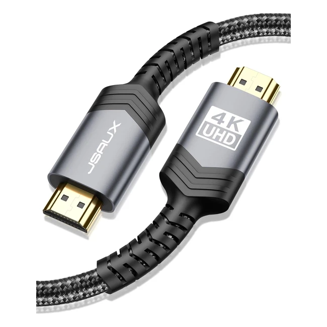 JSAUX 4K HDMI Cable 2m - Ultra High Speed 18Gbps - 3D Video - UHD 2160p - HD 1080p - Compatible with Fire TV, Apple TV, PlayStation - Grey