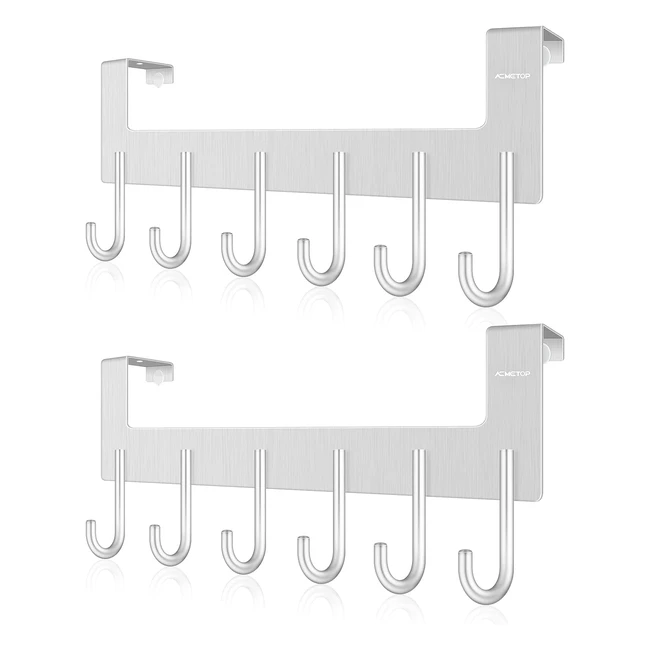 ACMETOP Over Door Hooks - Heavy Duty Hanger for Coats Towels Bags - 6 Hooks - 
