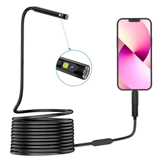 Endoscope Double Objectif HD 1080p avec Caméra d'Inspection, WiFi et 6 LED pour Smartphones Android et iOS - Réf. 3m