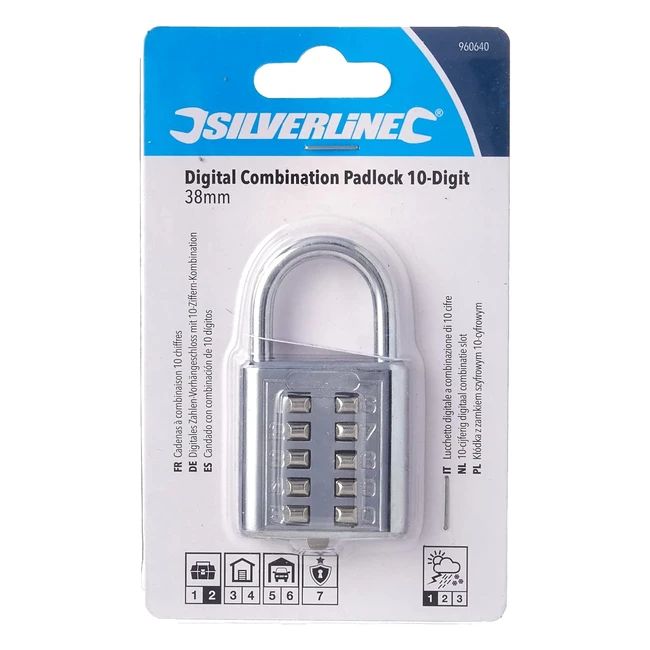 Cadenas Silverline 960640 - 10 chiffres, 38 mm - Sécurité garantie!