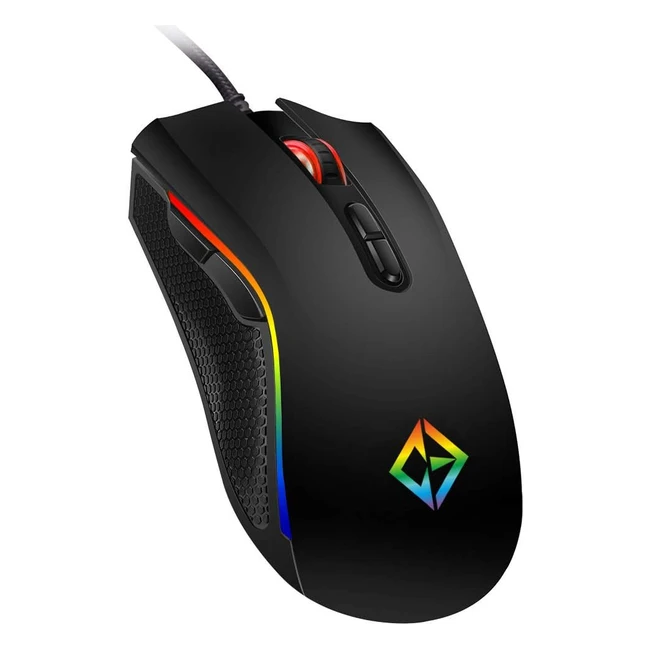 Combrite Gaming Mouse USB Wired Rainbow LED Light 7 Programmable Buttons Chroma RGB Backlit 4800 DPI