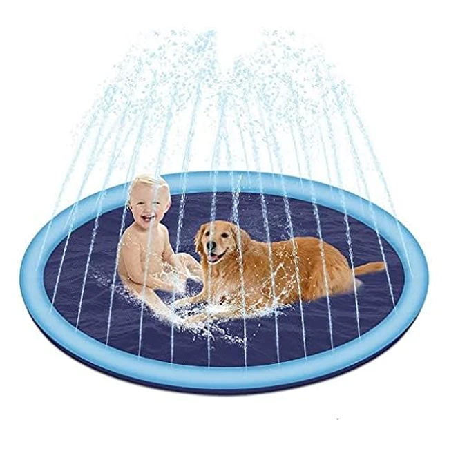 Foldable Splash Pad for Dog Pool - Portable Inflatable Water Toy - Non-Slip - 10