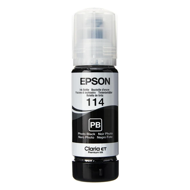 Epson 114 EcoTank Photo Black Ink Bottle 70ml - High Quality, Fast-Drying Ink