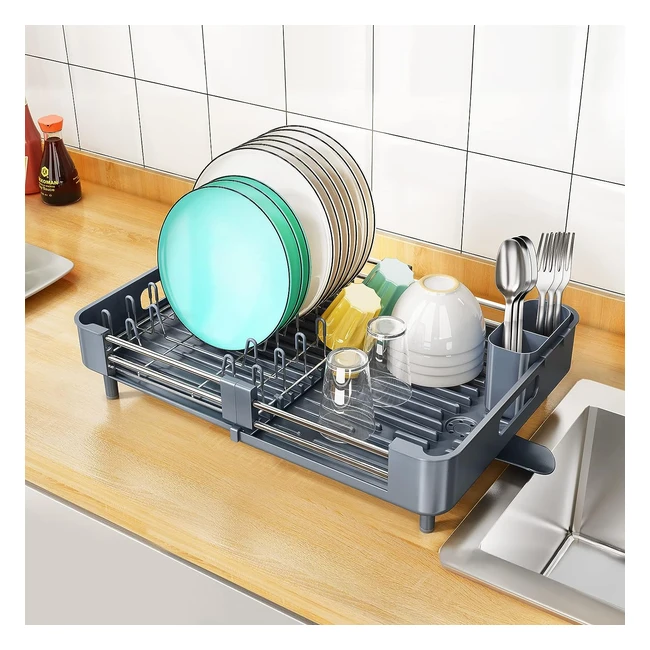 Scolapiatti Sayzh da appoggio grigio - Grande capacit - Acciaio inossidabile -