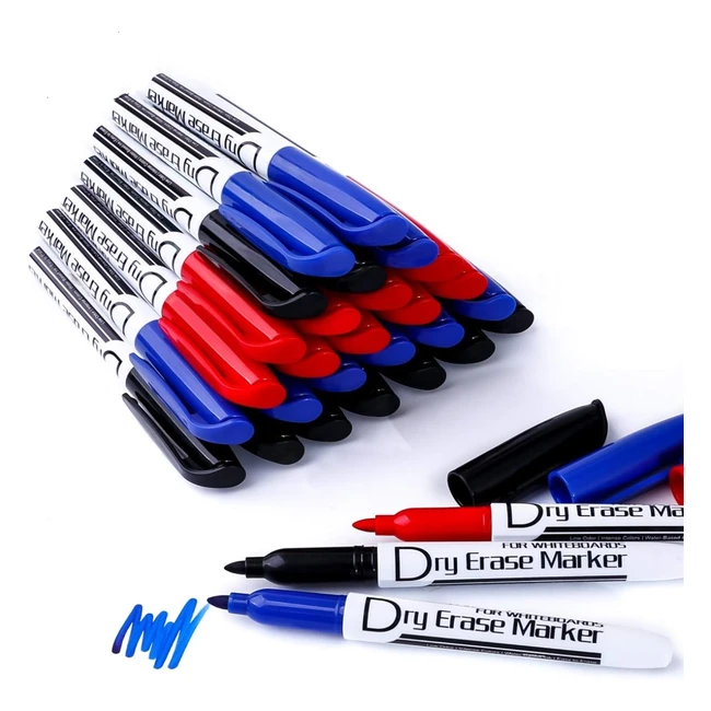 Volcanics Dry Erase Markers - Low Odor Fine Whiteboard Markers Thin - Box of 3