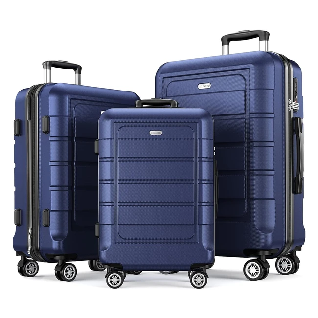 Showkoo Luggage Set - 3-Piece Hard Shell PCABS Lightweight  Durable Spinner W