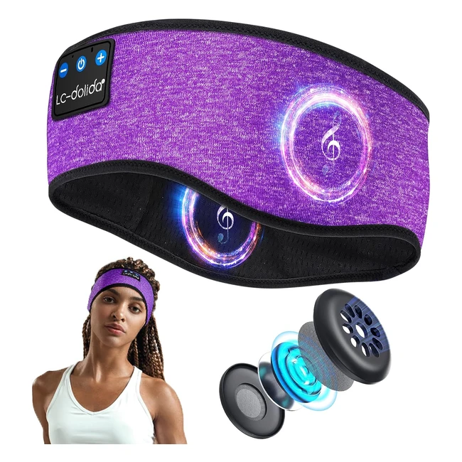 LCDolida Sleep Headphones Bluetooth Headband - Unique Gifts for Him Her - Rechargeable Type C Bed Headphones with Microphone - Perfect for Workout, Hiking, Yoga, Travel