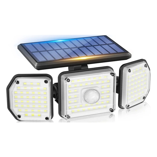 Lampe Solaire Extérieure avec Détecteur de Mouvement - 122 LED - Étanche IP65 - Jardin - 1 Pack