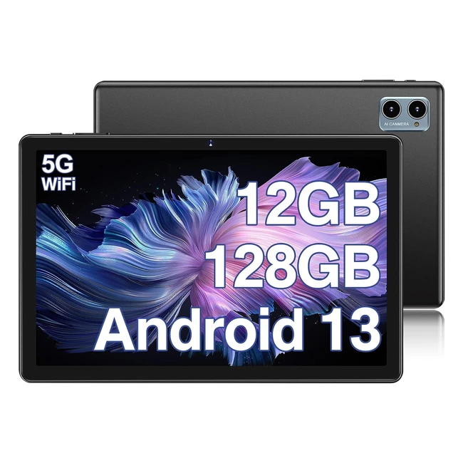 Tablette Tactile 10 Pouces Android 13 - 12Go RAM, 128Go ROM, 1To 5G, 24G WiFi, 8 Cœurs 20GHz, BT 50, Contrôle Parental - Noir