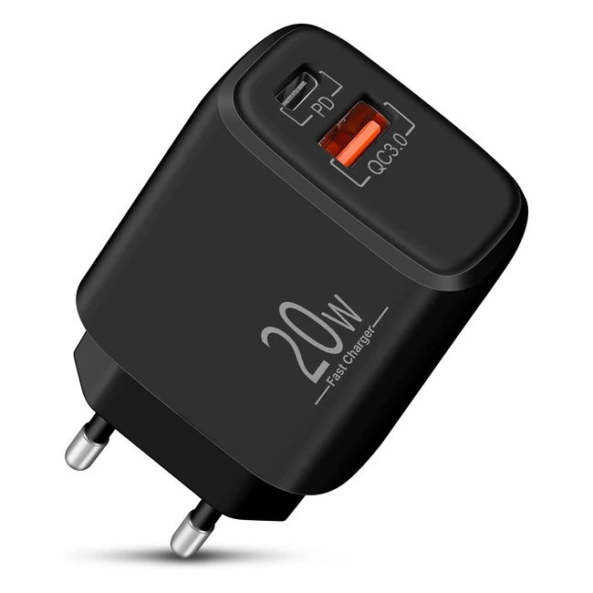 Chargeur USB-C Luosike 20W avec 2 ports PD et QC30 - Rapide et Compatible avec iPhone, Samsung, Huawei, Xiaomi