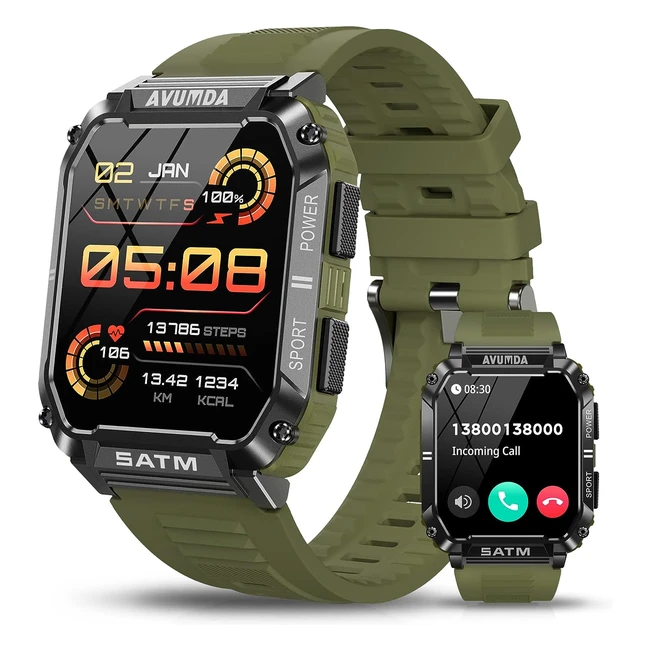 Montre Connectée Homme 195 - Tracker d'Activité Podomètre Cardiofréquencemètre - Spo2 Smartwatch - Lecteur Musique - 123 Modes Sportifs - Notification Messages - Android/iOS