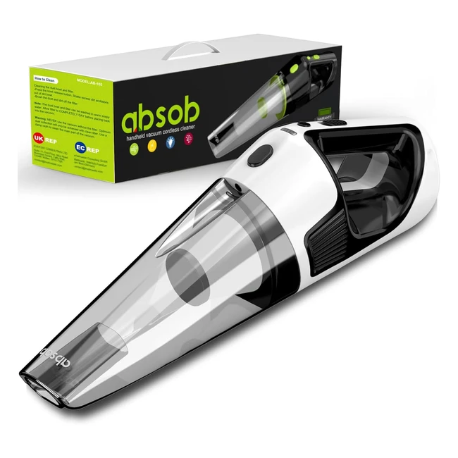 Absob Handheld Vacuum Cordless Car Vacuum - High Power, Rechargeable, Portable