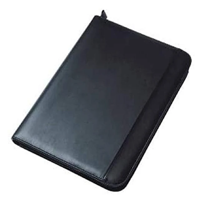 Collins Conference Folder with Zipper - Black, A4, Solar Powered Calculator, Business Card Holders