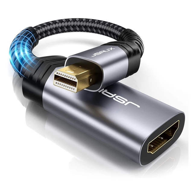 JSAUX Mini DisplayPort to HDMI Adapter - Goldplated Connectors - Nylon Braided -