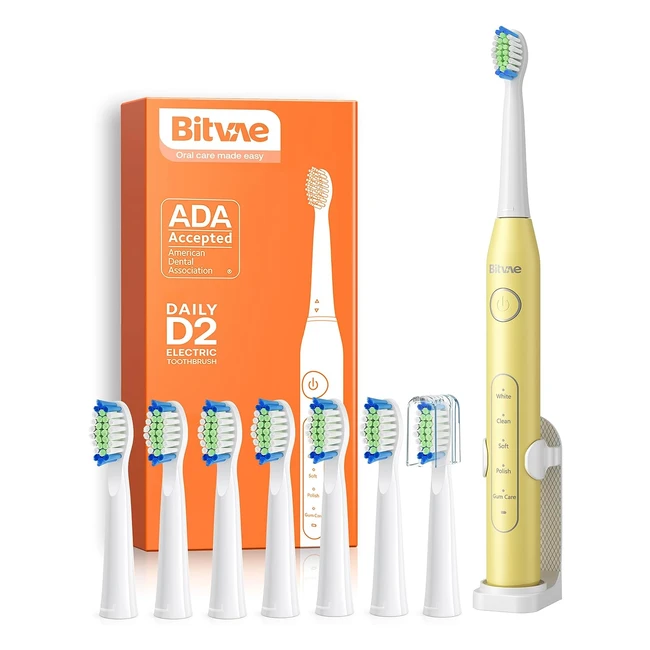 Bitvae D2 Ultrasonic Electric Toothbrush | Rechargeable | 8 Heads | 5 Modes