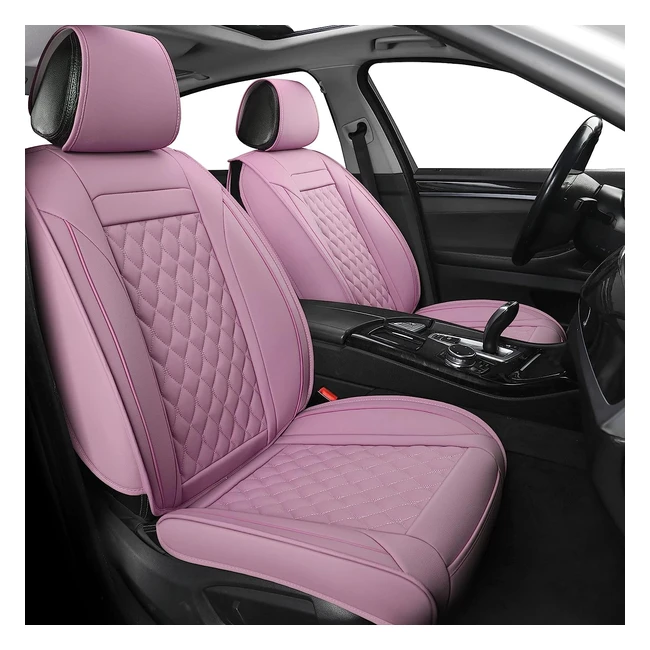 Vankerful Car Seat Covers - Universal Fit for Most Cars, SUVs, Sedans - Automotive Faux Leather Vehicle Cushion Covers - Full Set - Pink