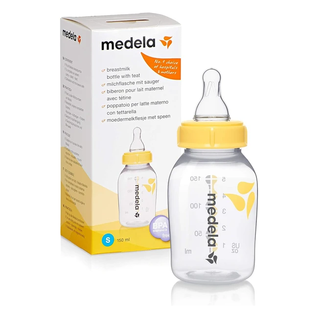 Biberon Medela 150 ml avec tétine à débit lent - Favorise l'allaitement naturel