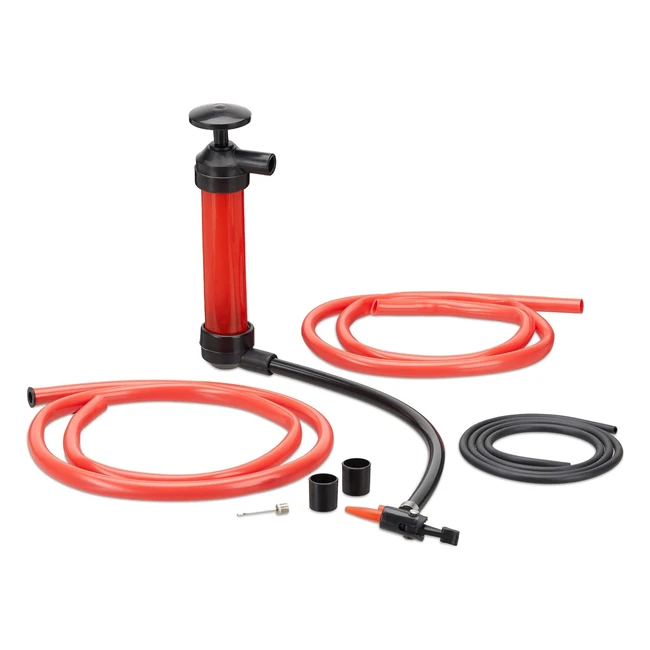 Pompe Siphon Transvasement Gonfler Huile Essence Diesel Matelas Vélo - Relaxdays