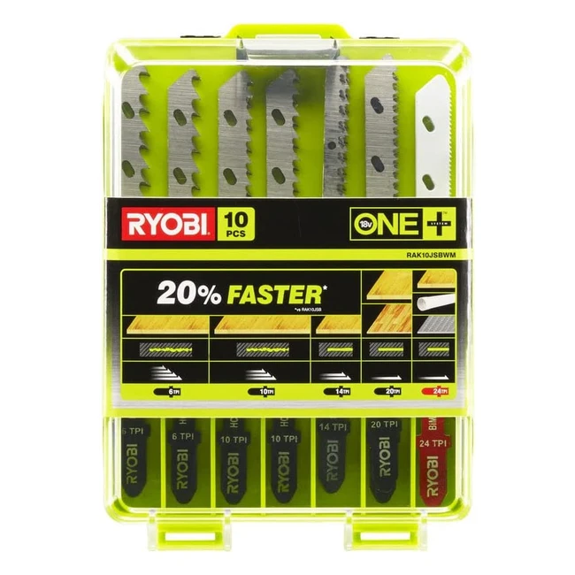 Ryobi RAK10JSBWM Jigsaw Blade Set - 10 Piece Silver - Fast Cuts, Aggressive Tooth Design