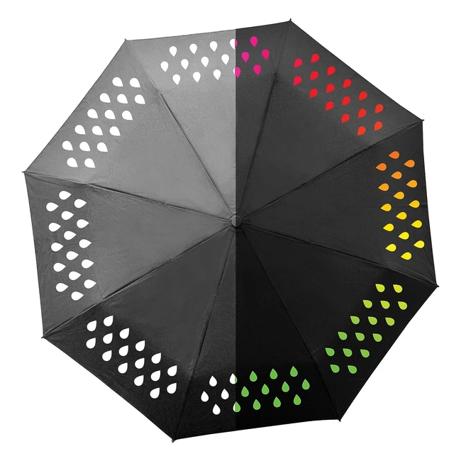SUCK UK Paraguas Negro Cambia Color - Plegable y Antiviento