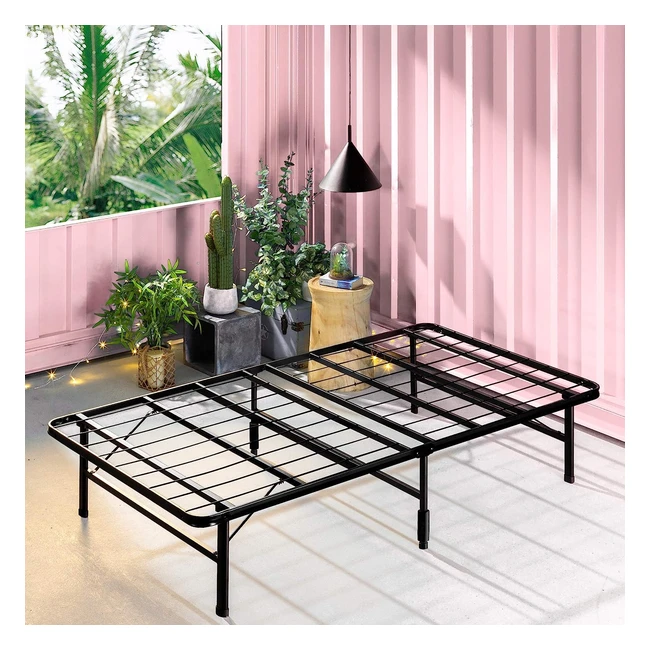 Zinus 35cm SmartBase Zero Assembly Mattress Foundation - Metal Platform Bed Frame - Easy Assembly - Under Bed Storage - Single - Black