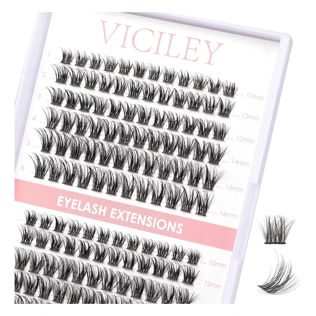 Viciley Cluster Lashes - Natural Look, Reusable, DIY Eyelash Extensions - C D Curl - 144 Lashes - V06