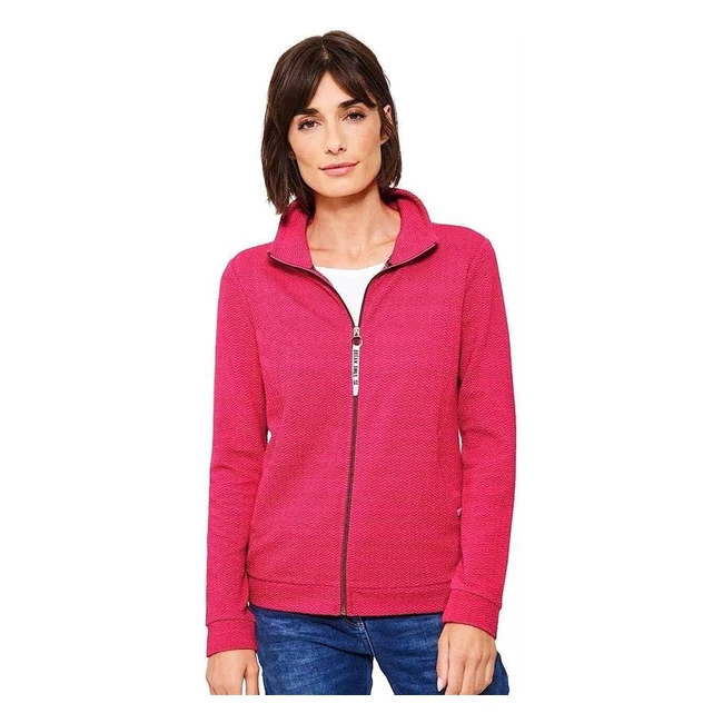 CECIL Damen Sweatjacke Fresh Pink XL EU B319239 - Struktur Optik, bequemer Komfort