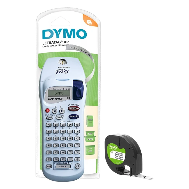 DYMO LetraTag XR Beschriftungsgerät - Tragbares Etikettiergerät mit ABC Tastatur - Ideal für Zuhause - Silber