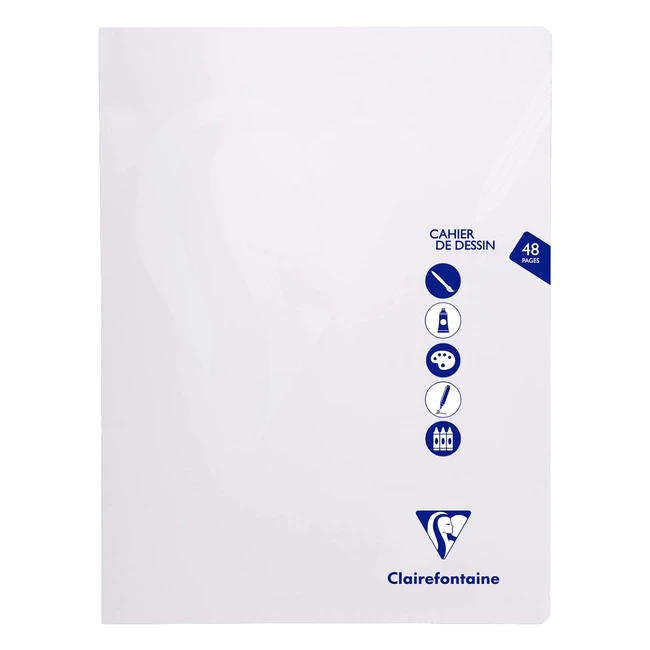 Quaderno a punto metallico Clairefontaine 303380C, 24x32 cm, 48 pagine, carta da disegno 125 g