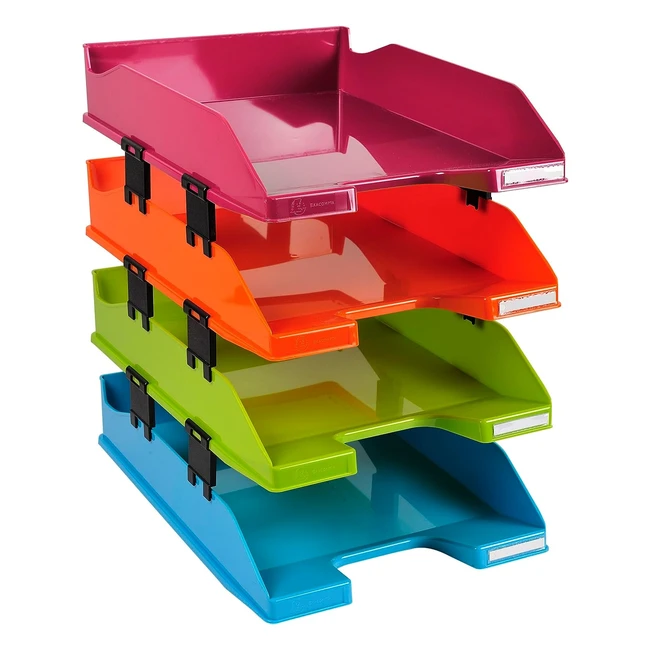 Bandeja Exacompta Plástico Arlequin - Set 4 Unidades - Colores Surtidos
